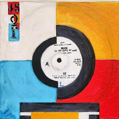 A U2 vinyl record painting