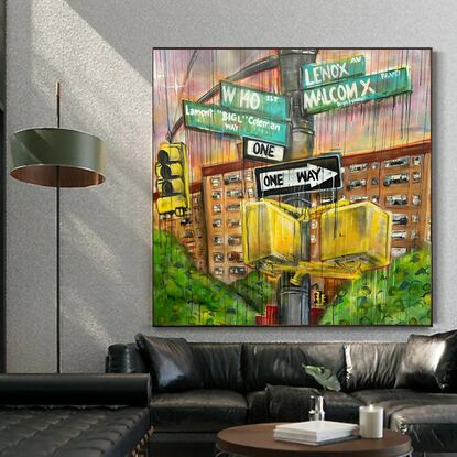 Harlem street signs, urban scene tribute