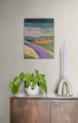 Small landscape painting of fields 