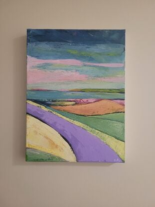 Small landscape painting of fields 