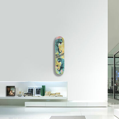 Tigers, animals, luxury brand, tiffany, art on skateboard, acrylic painting, spray paint, resin coat finished, wall sculpture, wall art, original sculpture