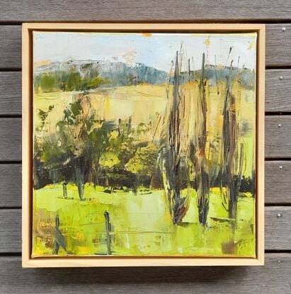 Australian landscape painting in oil, framed