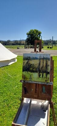 Australian landscape painting in oil, framed