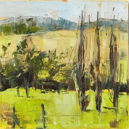 Australian landscape painting in oil, framed