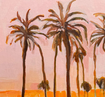 palm trees pink sky