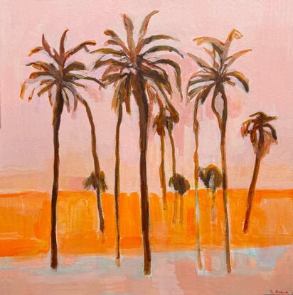 palm trees pink sky