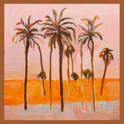 palm trees pink sky