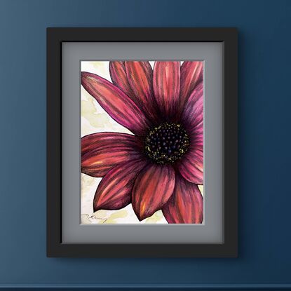 Red, magenta and yellow flower up close with petals filling the frame.