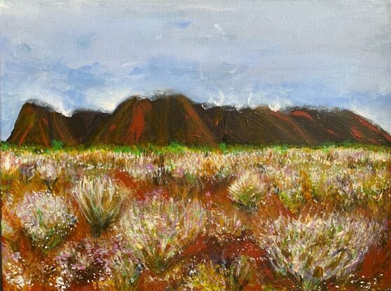 A sea of spectacular wildflowers is brings hope and renewal to the outback of Australia.
A small landscape painting with intricate detail. 
Deep sided canvas with edges painted grey. 
Ready to hang on the wall.
Semi-matt varnish to protect surface.
Signed on the front "RLG" 
Certificate of authenticity supplied with the sale.
