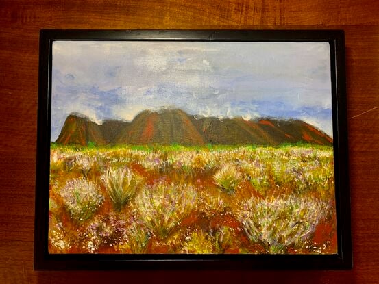 A sea of spectacular wildflowers is brings hope and renewal to the outback of Australia.
A small landscape painting with intricate detail. 
Deep sided canvas with edges painted grey. 
Ready to hang on the wall.
Semi-matt varnish to protect surface.
Signed on the front "RLG" 
Certificate of authenticity supplied with the sale.
