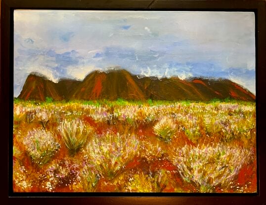 A sea of spectacular wildflowers is brings hope and renewal to the outback of Australia.
A small landscape painting with intricate detail. 
Deep sided canvas with edges painted grey. 
Ready to hang on the wall.
Semi-matt varnish to protect surface.
Signed on the front "RLG" 
Certificate of authenticity supplied with the sale.
