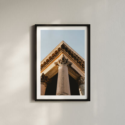 Classical Geometry of the Pantheon Corner highlighting the ornate detailing of the columns and pediment