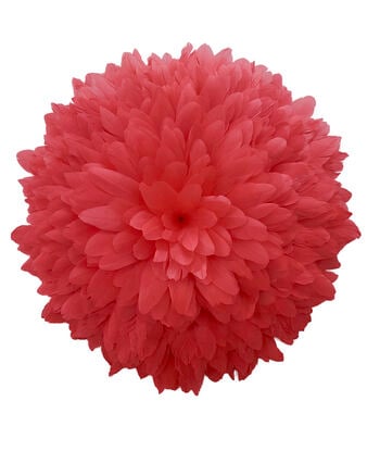 coral red feather wall hanging juju hat