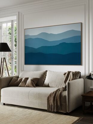 'Gradual Elevation' is an impression of colour and light moving over the land and sea. I love my paintings to be ambiguous, insinuating rather than dictating what the viewer can see. It always makes me feel calm to paint, it is a very meditative process.

Canvas Size 200 x 85cm x 3.5cm 