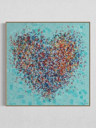 Optimist heart positive words limited edition large aqua blue print