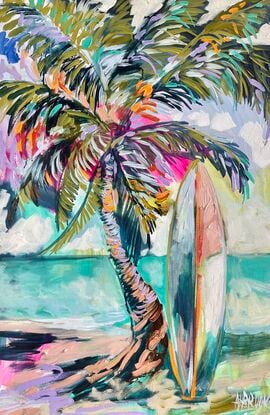 Beach coast ocean  beach  beach house island palm tree pandanus  surfboard surfer girl 