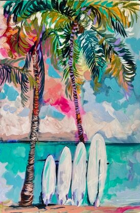 Beach coast ocean  beach  beach house island palm tree pandanus  surfboard surfer girl 