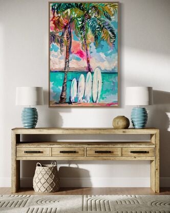 Beach coast ocean  beach  beach house island palm tree pandanus  surfboard surfer girl 