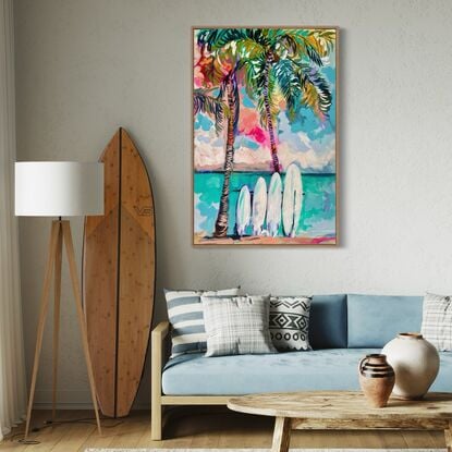 Beach coast ocean  beach  beach house island palm tree pandanus  surfboard surfer girl 