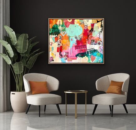 shapes and colours combine beautifully to create this joyful painting