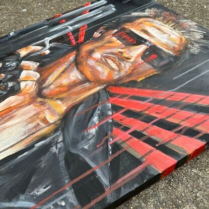 Terminator portrait with intense red lines