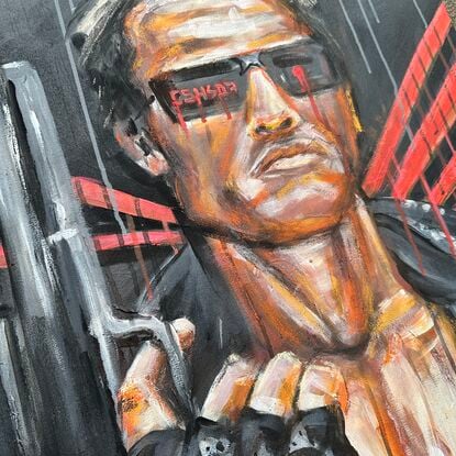 Terminator portrait with intense red lines