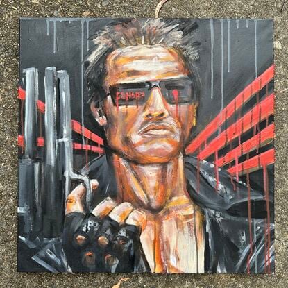 Terminator portrait with intense red lines