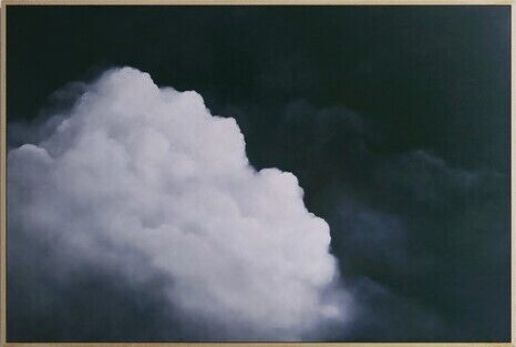 A Deep dark blue canvas with ethereal highlighted clouds ; Lucinda Leveille; original art; framed