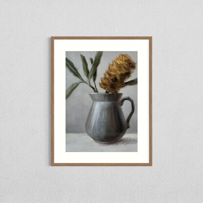 Still life with a vase and banksia