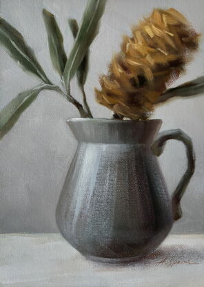 Still life with a vase and banksia