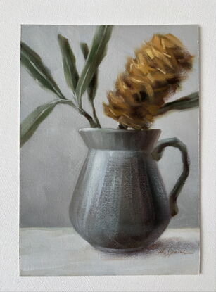 Still life with a vase and banksia