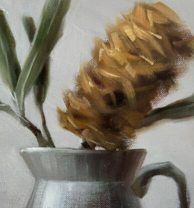 Still life with a vase and banksia