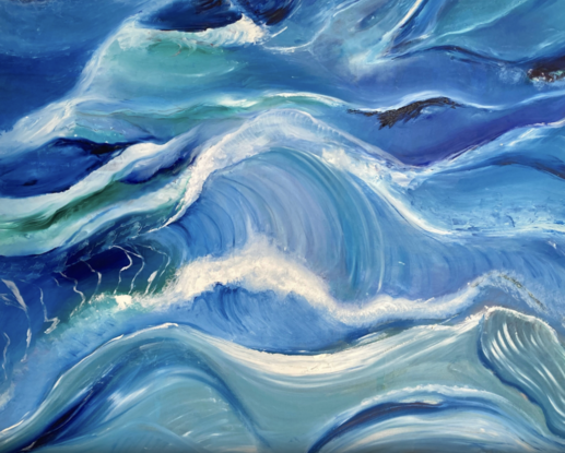 Ocean wave abstract in blue colours