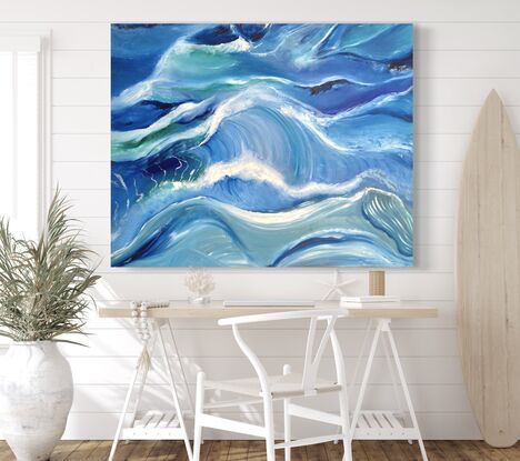 Ocean wave abstract in blue colours