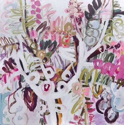 Abstract, expressive floral, large art