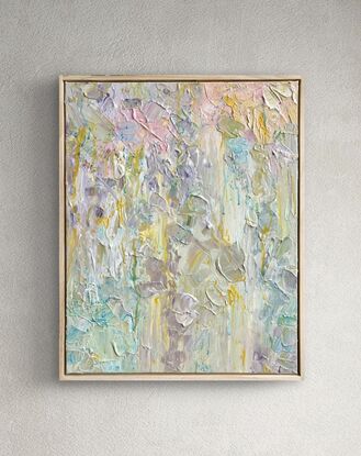 Flow pink purple green blue textured abstract artwork