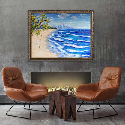 Burleigh Heads beach, Gold coast, Australia – the original acrylic painting by Irina Redine. 