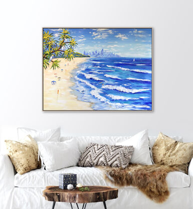 Burleigh Heads beach, Gold coast, Australia – the original acrylic painting by Irina Redine. 