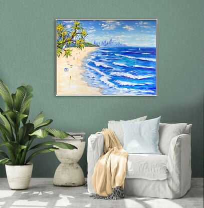 Burleigh Heads beach, Gold coast, Australia – the original acrylic painting by Irina Redine. 