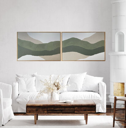 Multiple textures in neutral colours representing the landscape 