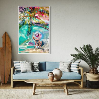 Beach coast ocean  beach  beach house island palm tree pandanus  surfboard surfer girl 