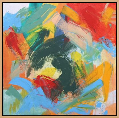 Bright, swirling, tropical colours in an abstract expressionist style.