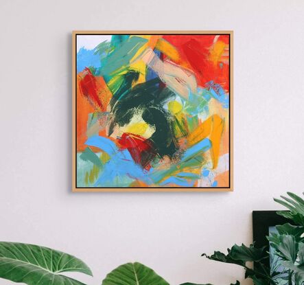 Bright, swirling, tropical colours in an abstract expressionist style.