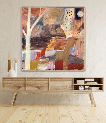 Soft but striking warm earthy  colours in a calming, abstract landscape. 