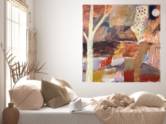 Soft but striking warm earthy  colours in a calming, abstract landscape. 