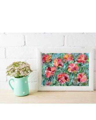 Bountiful Blooms, abstract floral original painting, painted in acrylics and mixed media.