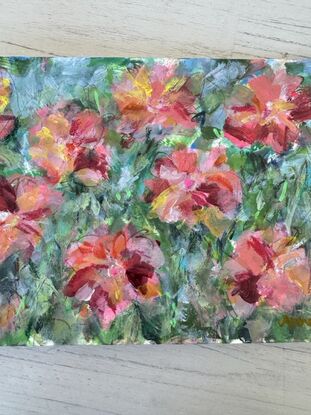 Bountiful Blooms, abstract floral original painting, painted in acrylics and mixed media.