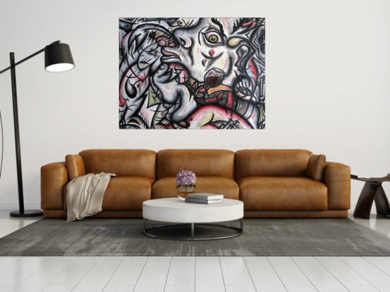 Large PMS Artwork Abstract Acrylic Painting on Reclaimed Wooden Panel
