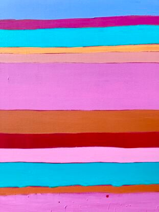 Stripes of different colours painted across the canvas to form a basic pattern