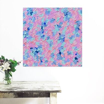 textured floral abstract in pink and bright green